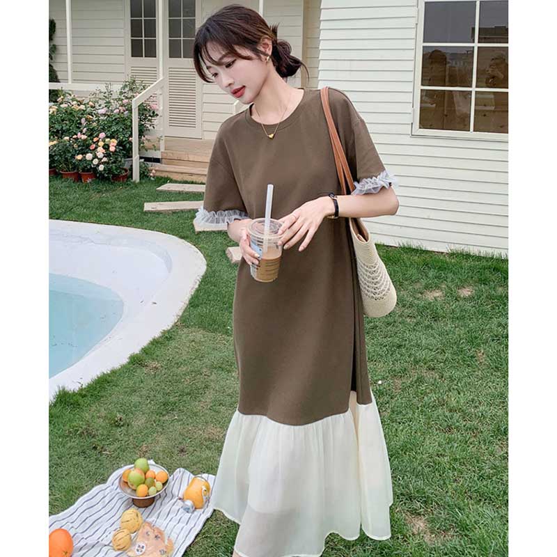 シフォンフレアドッキングワンピース(2colors)