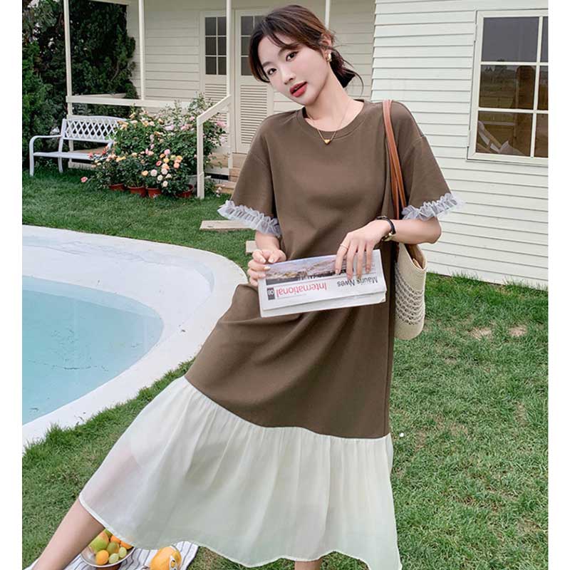 シフォンフレアドッキングワンピース(2colors)