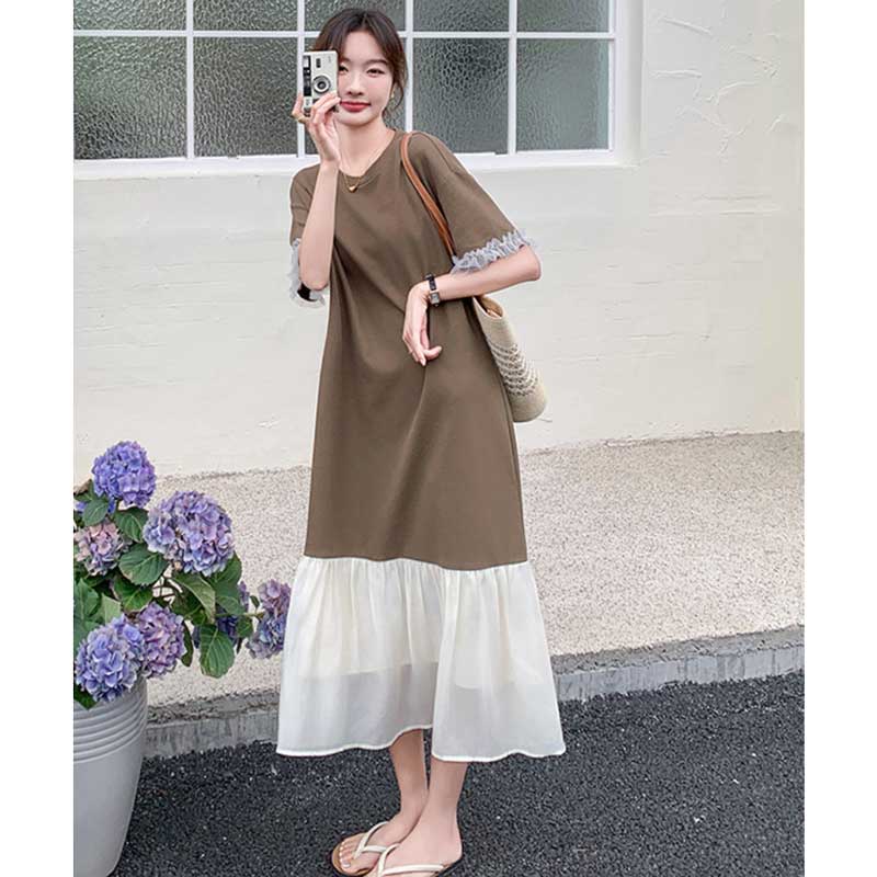 シフォンフレアドッキングワンピース(2colors)