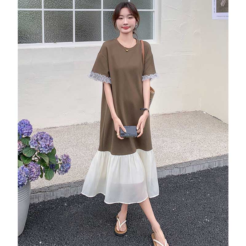 シフォンフレアドッキングワンピース(2colors)
