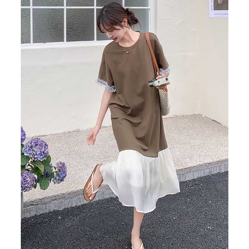 シフォンフレアドッキングワンピース(2colors)