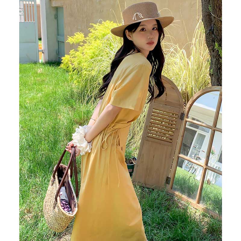 ウエストマークVネックワンピース(3colors)