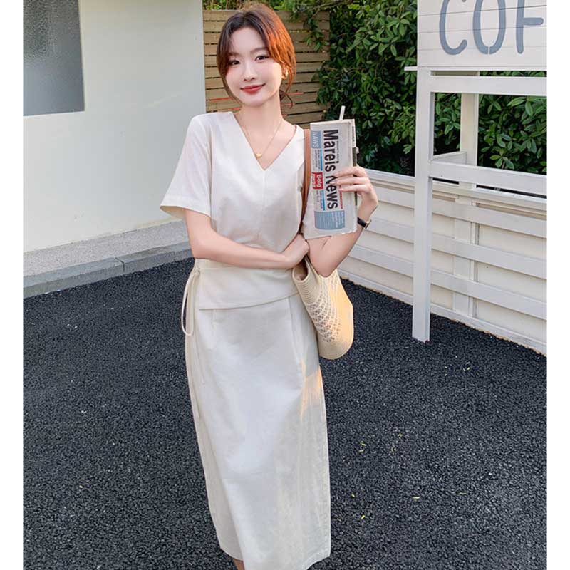 ウエストマークVネックワンピース(3colors)