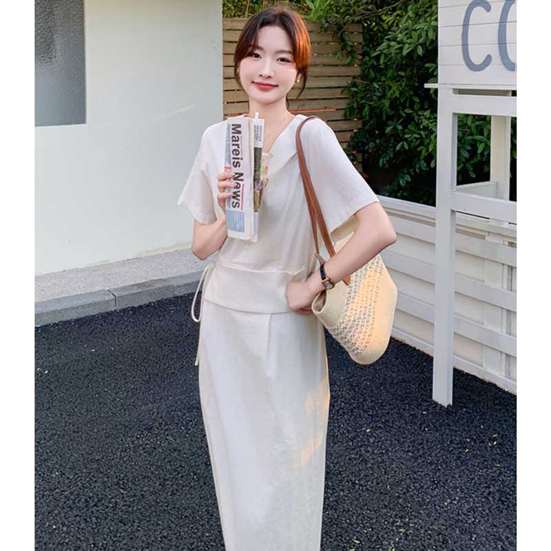 ウエストマークVネックワンピース(3colors)