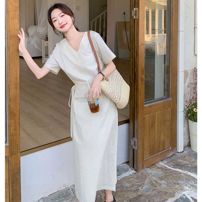 ウエストマークVネックワンピース(3colors)