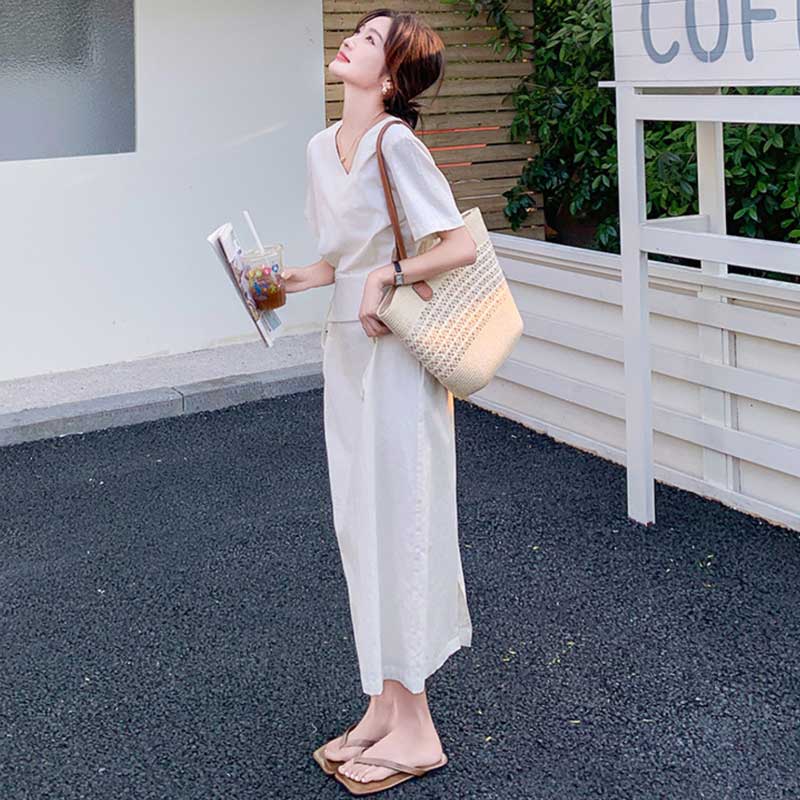 ウエストマークVネックワンピース(3colors)