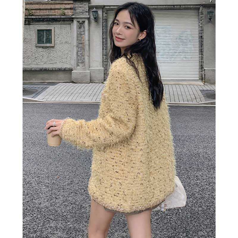 ノーカラーツイードジャケット