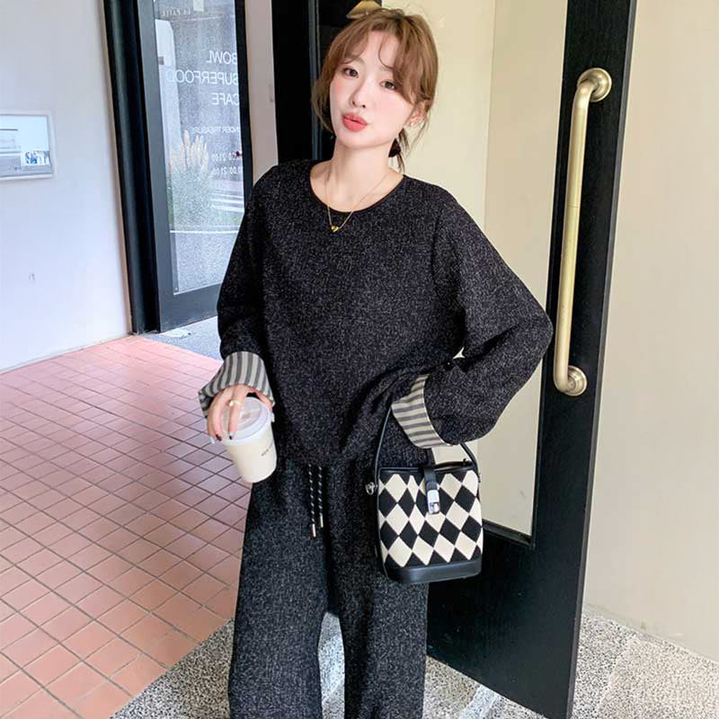 ブラックカジュアルワイドセットアップ