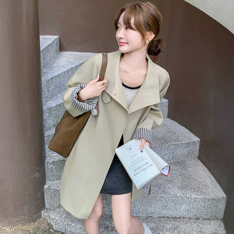 スタンドカラーミディ丈コート