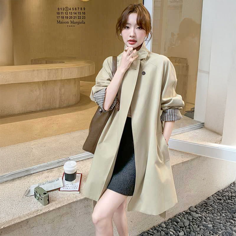 スタンドカラーミディ丈コート