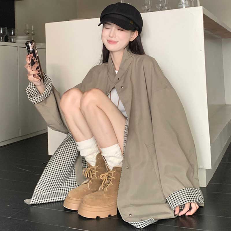 リバーシブルチェックコート