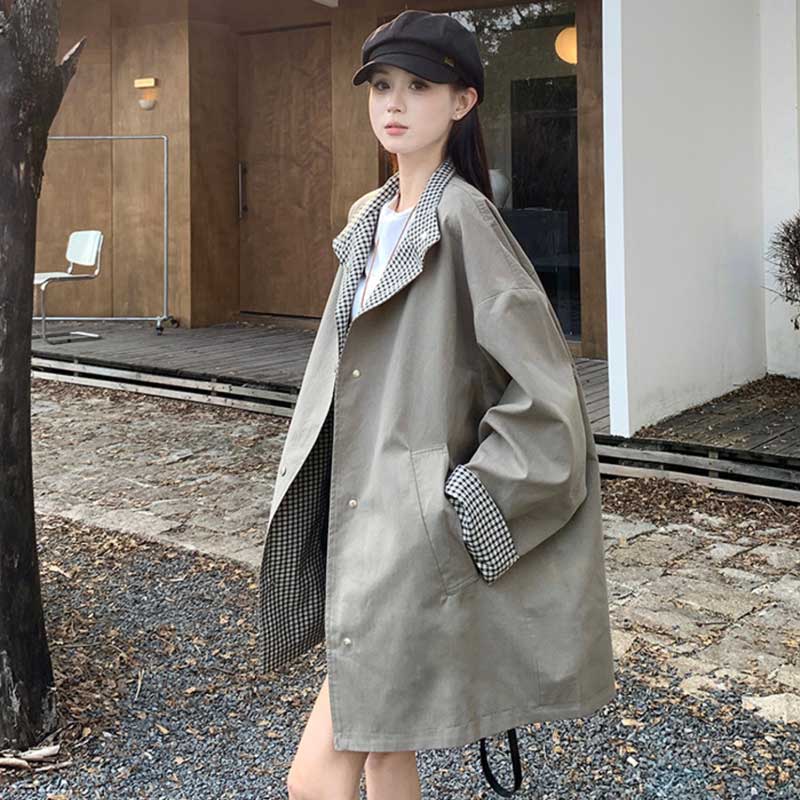リバーシブルチェックコート