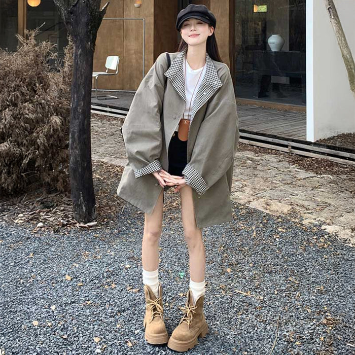 リバーシブルチェックコート