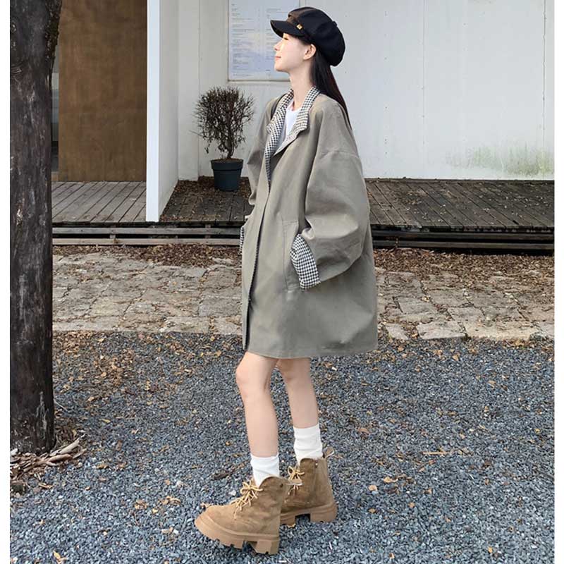 リバーシブルチェックコート