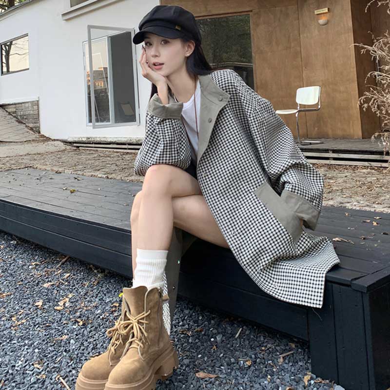 リバーシブルチェックコート