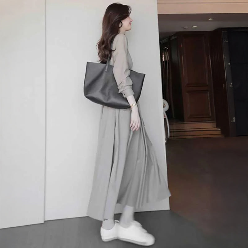 ウエストリボンVネックシャツワンピース