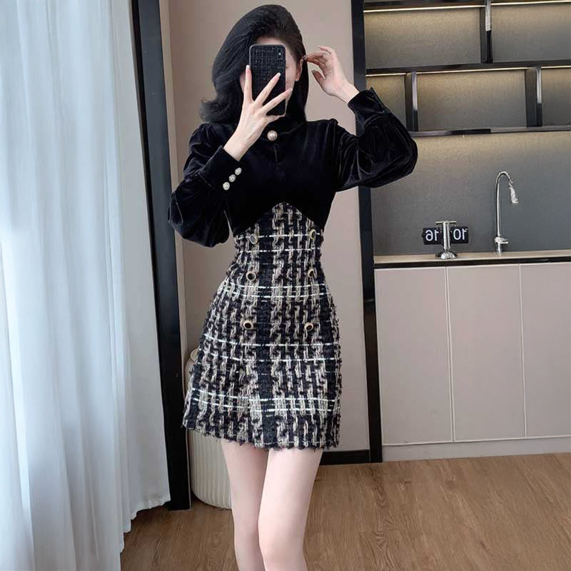 Diagram ツイード風サロペットワンピース ブラック セール】 ツイード