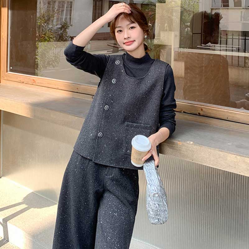 グレンチェック柄アシンメトリーシャツワンピース（グレー）大人