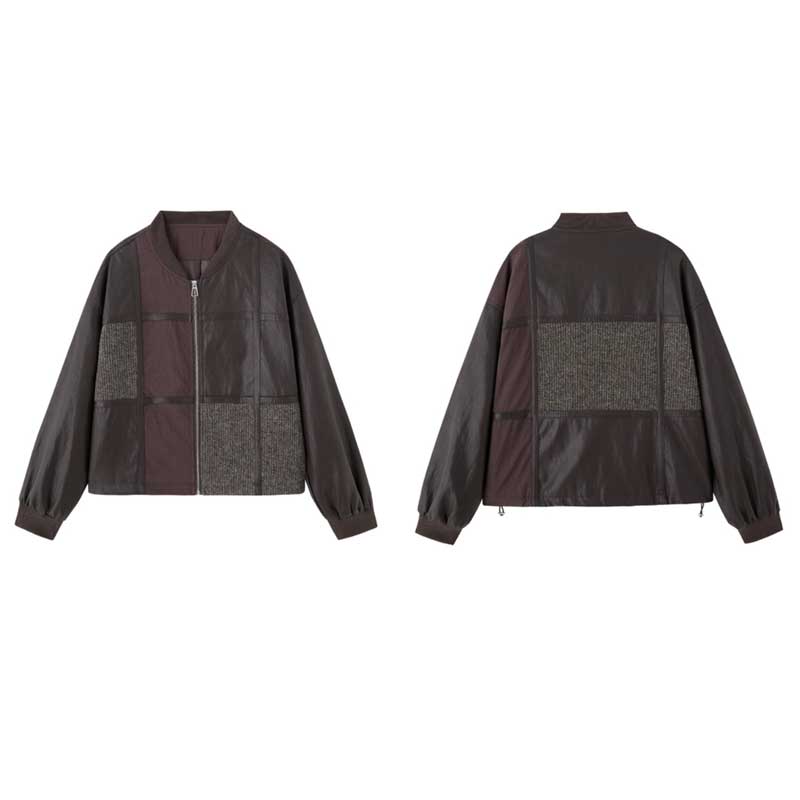 パッチワークレザージャケット(2colors)（茶・黒）秋/冬 モードな異