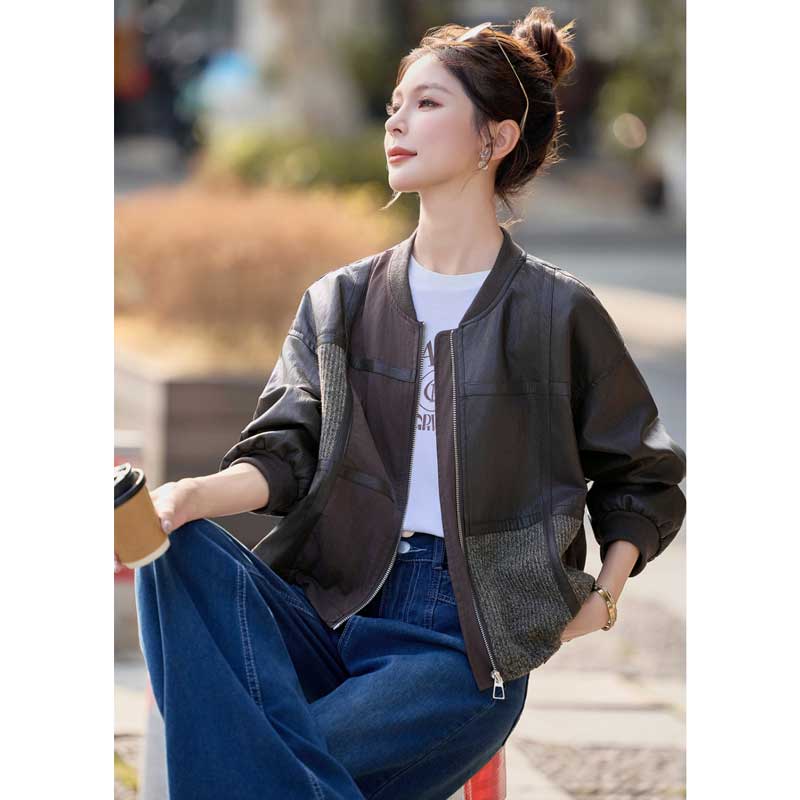 パッチワークレザージャケット(2colors)