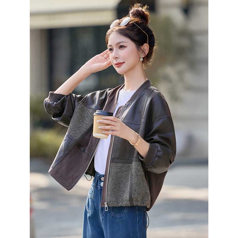 パッチワークレザージャケット(2colors)