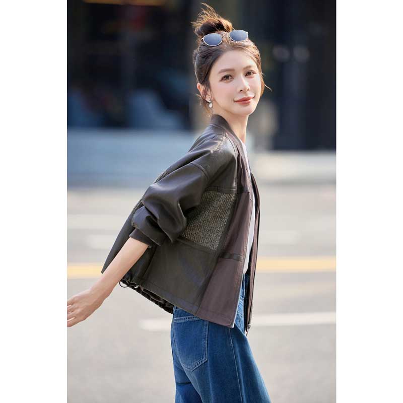 パッチワークレザージャケット(2colors)