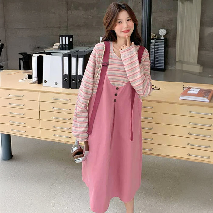 レイヤード風ドッキングジャンパースカート