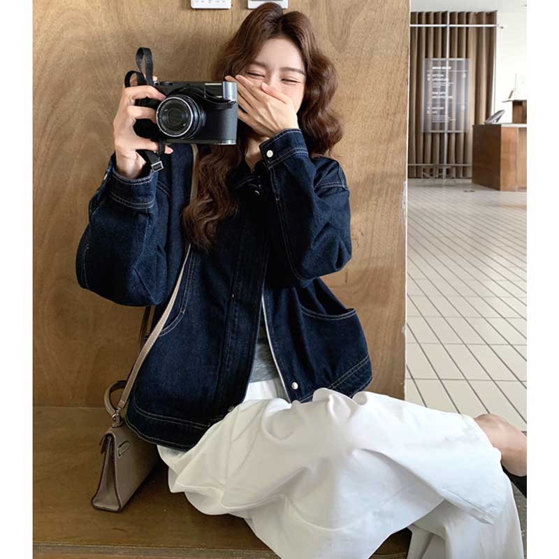 インディゴビッグデニムジャケット（紺）秋/冬 差をつける大人のこなれ