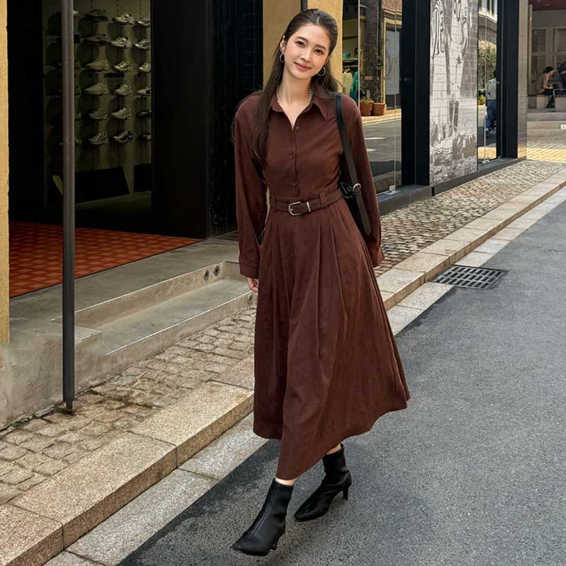 ウエストマークロングシャツワンピース(2colors)