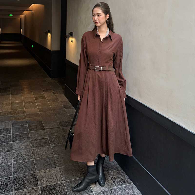 ウエストマークロングシャツワンピース(2colors)