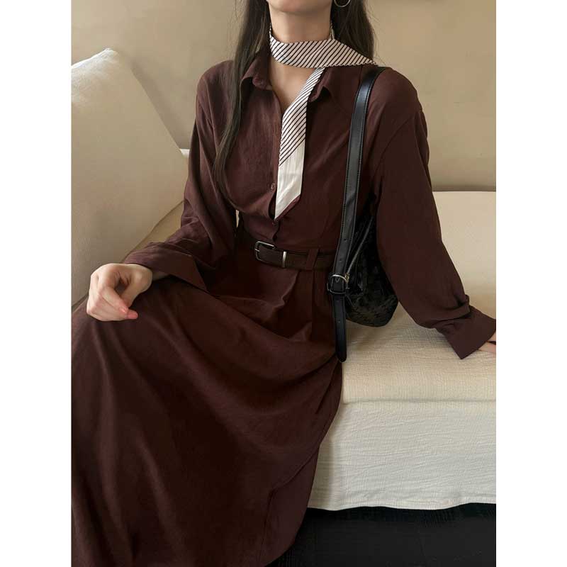 ウエストマークロングシャツワンピース(2colors)