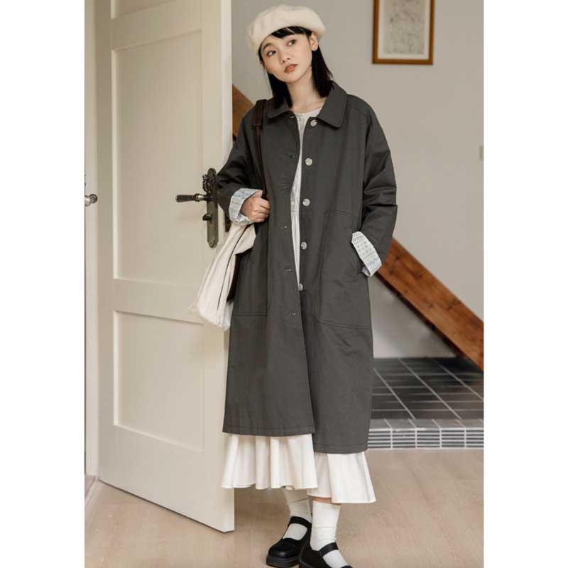 ビッグポケットコットンロングコート(2colors)