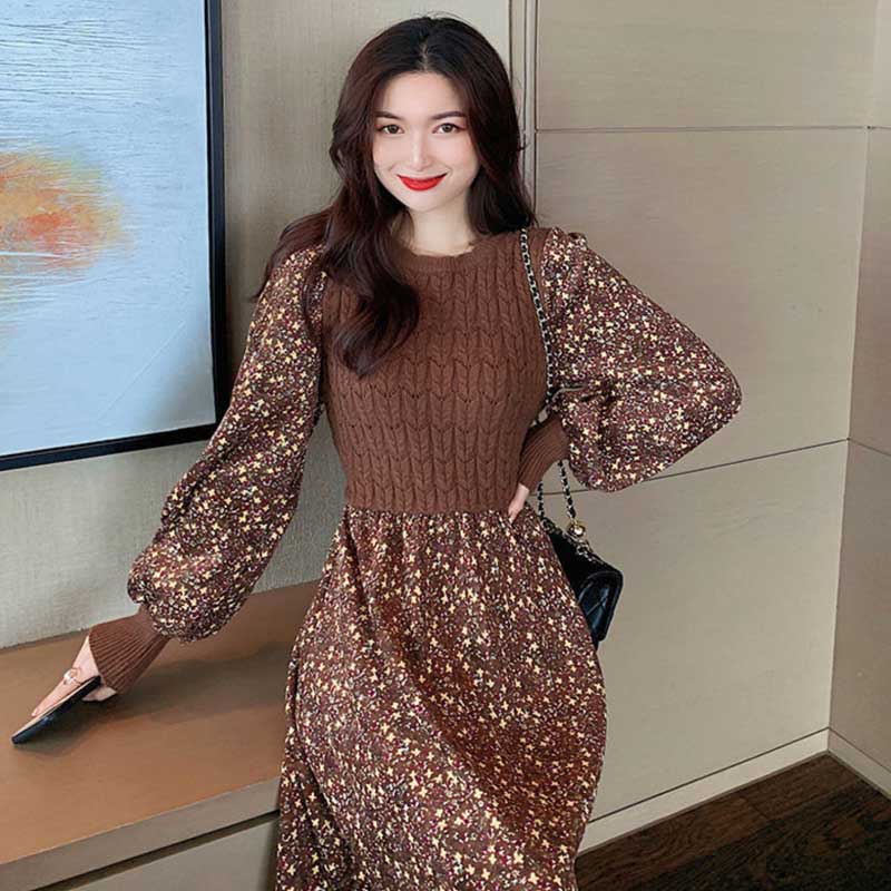 ケーブルニットドッキングワンピース(3colors)