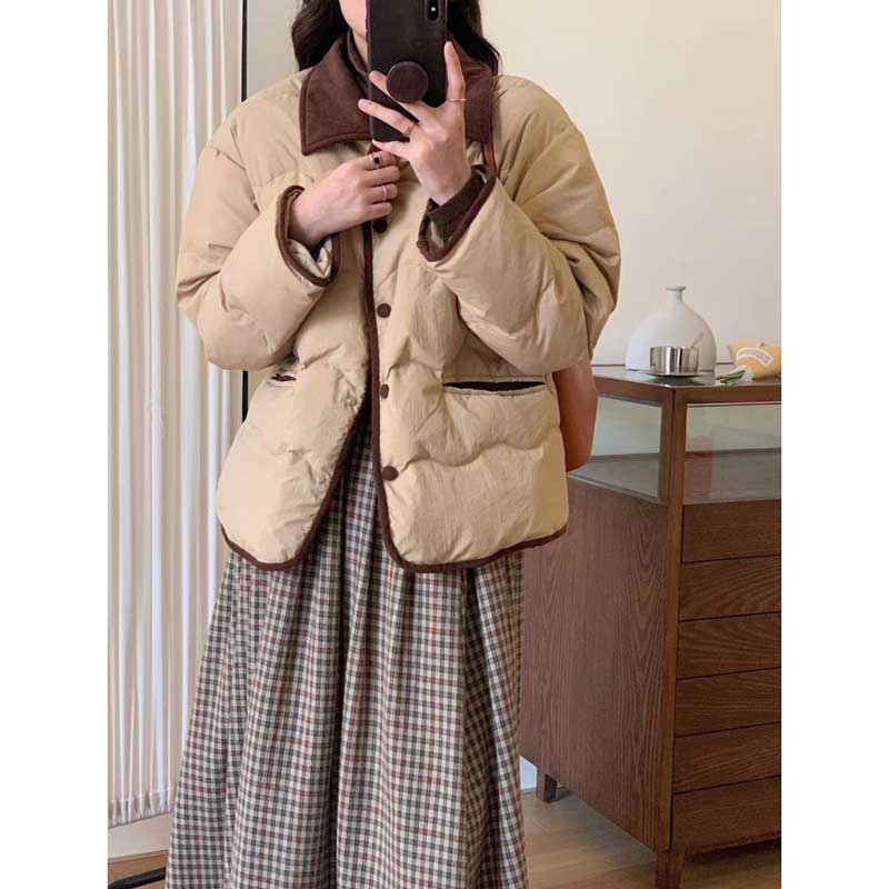 バイカラーショート丈ダウンコート(3colors)