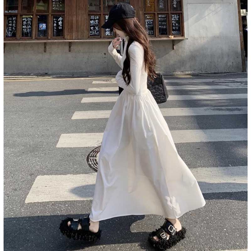 ハーフジップAラインワンピース(2colors)