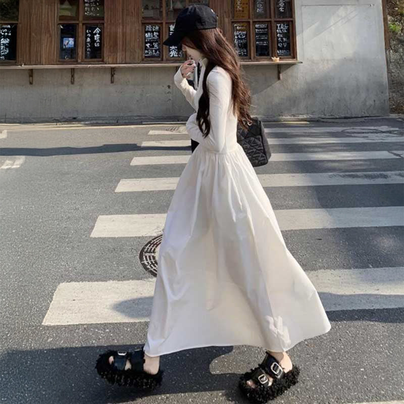 ハーフジップAラインワンピース(2colors)