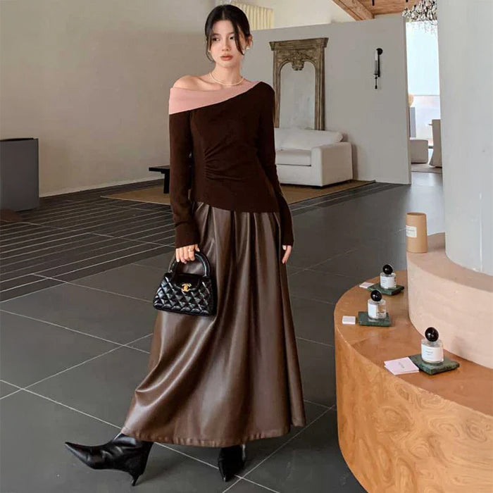 アシンメトリーネックカットソー(3colors)