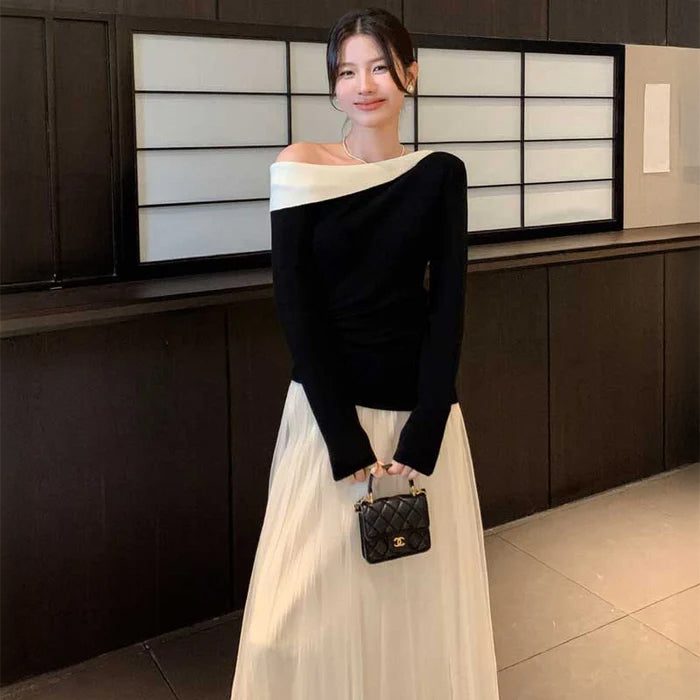 アシンメトリーネックカットソー(3colors)