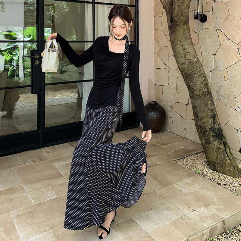 ドレープネックカットソー(2colors)