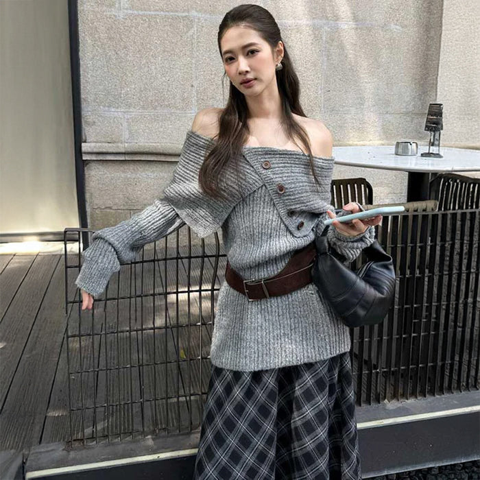 オフショルダーニットトップス(4colors)