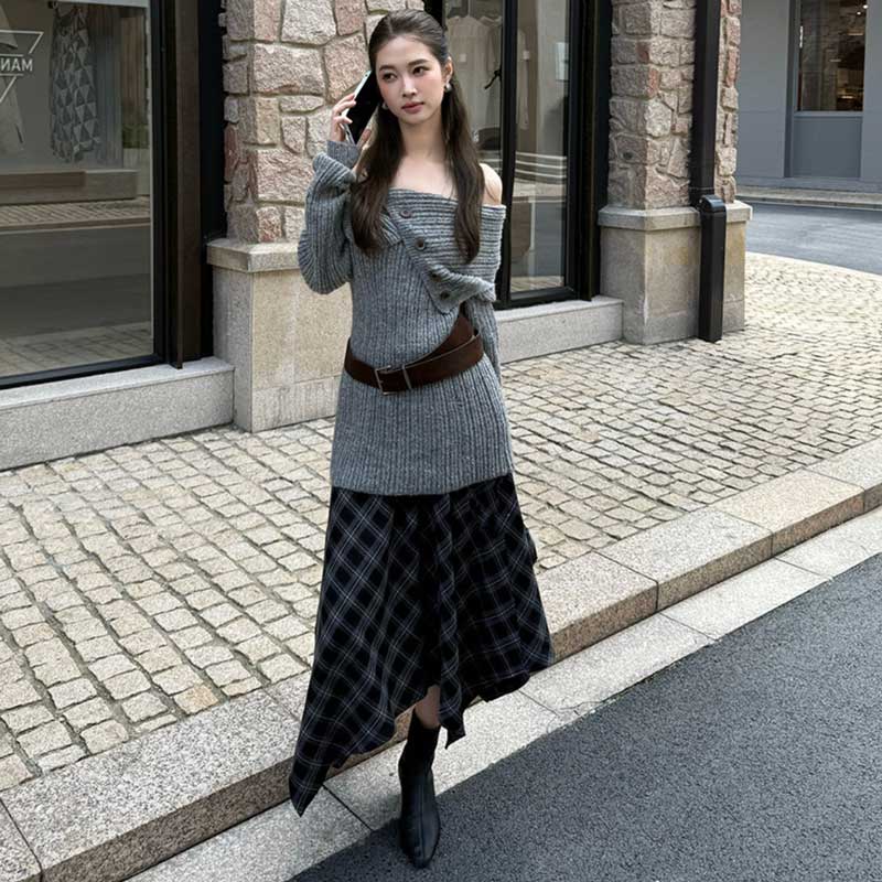 オフショルダーニットトップス(4colors)