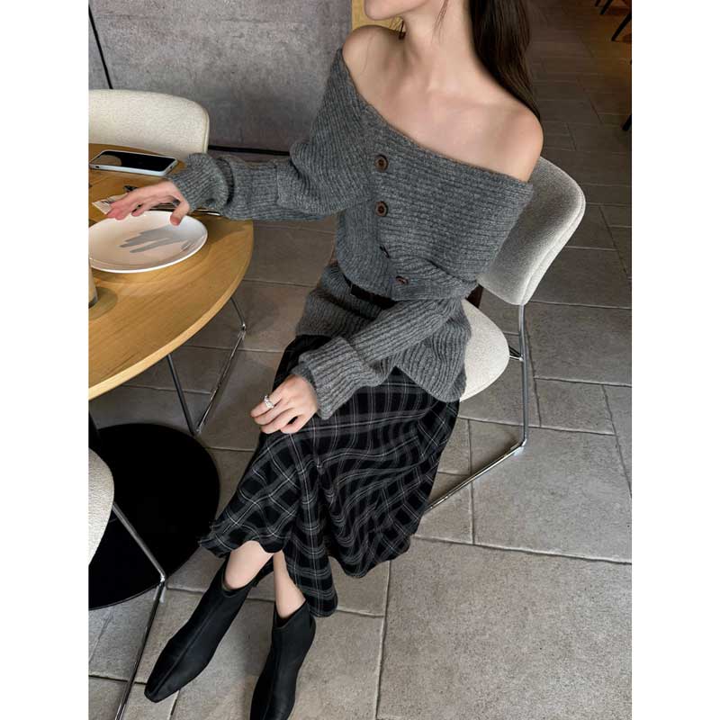 オフショルダーニットトップス(4colors)