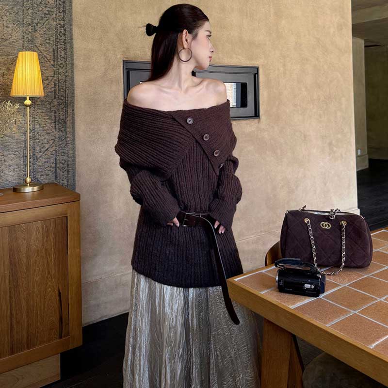 オフショルダーニットトップス(4colors)