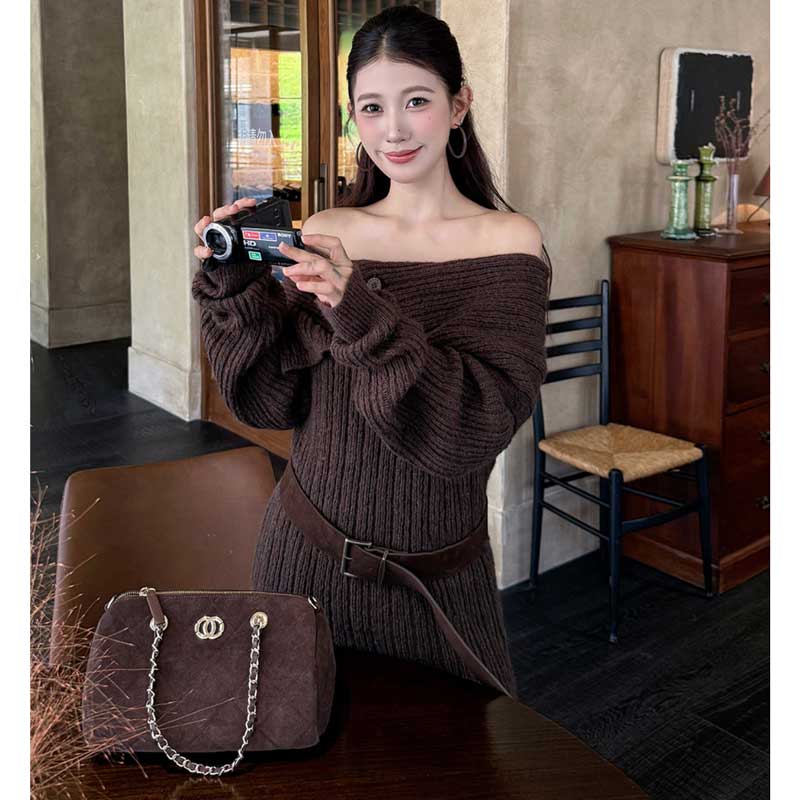 オフショルダーニットトップス(4colors)