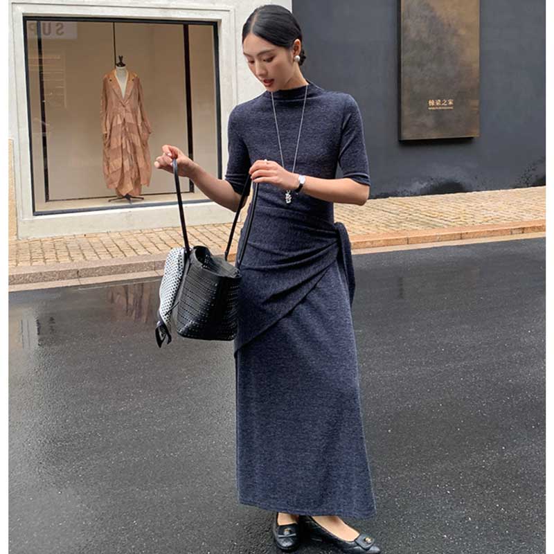 ショール付きハイネックワンピース