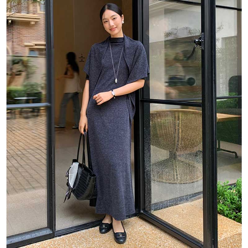 ショール付きハイネックワンピース