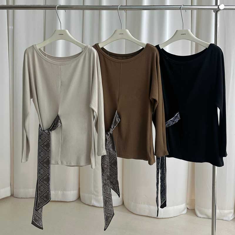 サイドスカーフカットソー(2colors)