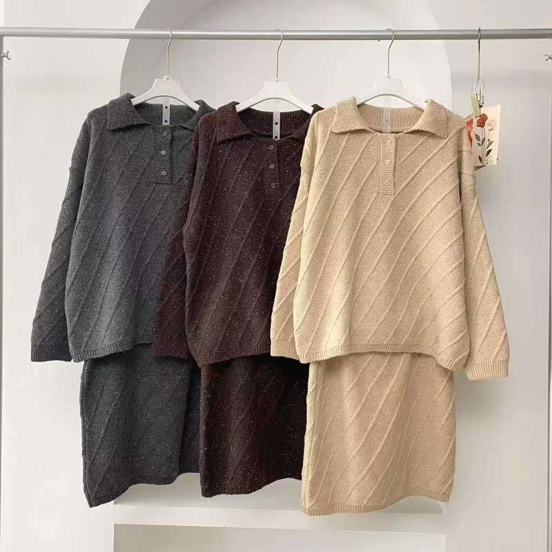 ポロカラーニットセットアップ(3colors)