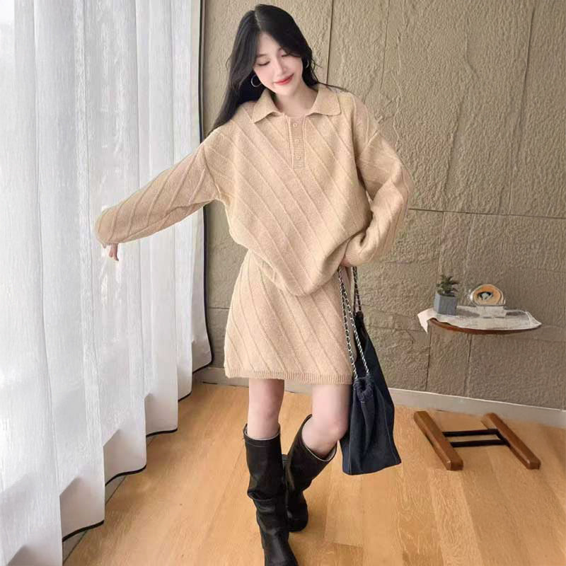 ポロカラーニットセットアップ(3colors)