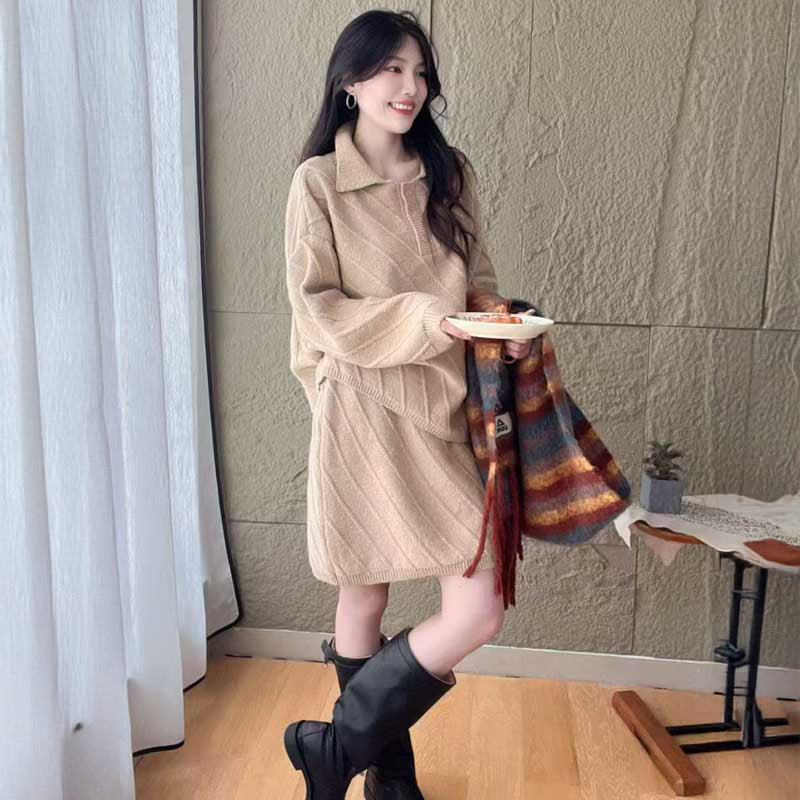 ポロカラーニットセットアップ(3colors)